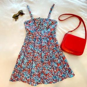 PARKER BRIGHT FLORAL DRESS WITH STITCHING DETAIL